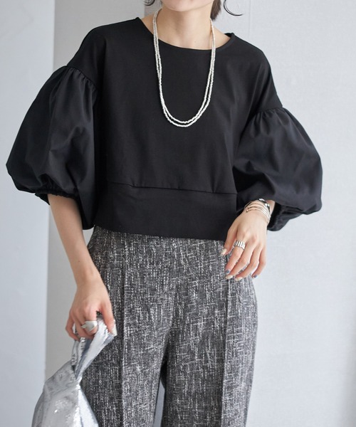 セール】【2WAY着用可能】バルーンスリーブ裾フリルブラウス（シャツ  