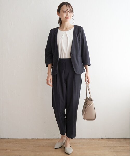 IKKA LOUNGE（イッカラウンジ）の「【洗濯機で洗える／セットアップ対応】GOKU楽ツイルストレッチジャケット（テーラードジャケット・レディース・ネイビー/ライトグレー・M/L/S）」の16枚目の写真