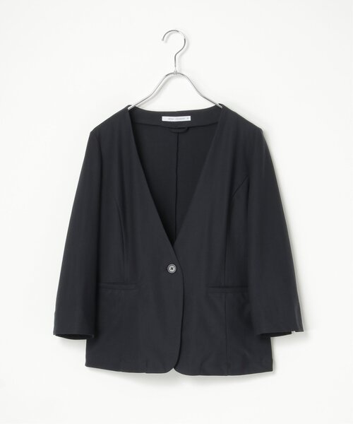 IKKA LOUNGE（イッカラウンジ）の「【洗濯機で洗える／セットアップ対応】GOKU楽ツイルストレッチジャケット（テーラードジャケット・レディース・ネイビー/ライトグレー・M/L/S）」の9枚目の写真