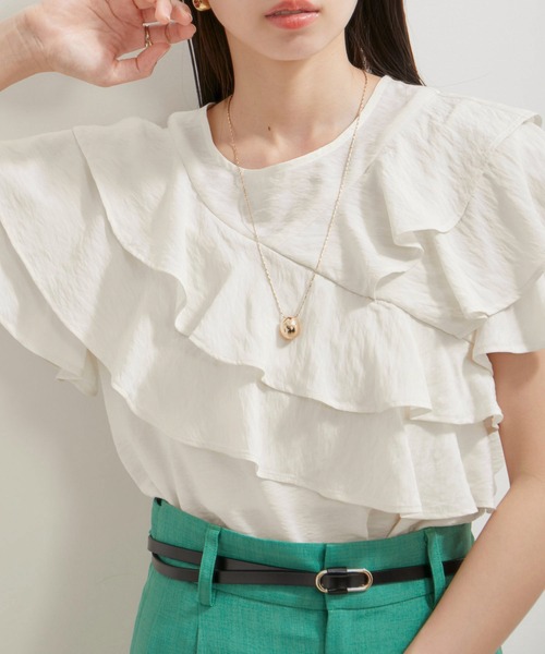 VIS（ビス）の「フリルティアードブラウス（シャツ/ブラウス・レディース・ブラック/オフホワイト/ブラウン系その他・FREE）」の20枚目の写真