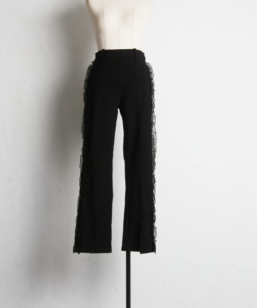 tocco closet(トッコ クローゼット)の「【ZOZO限定】サイドオーガンジーフリルパンツ(デニムパンツ・レディース・ブラック/サックスブルー・M)」の12枚目の写真