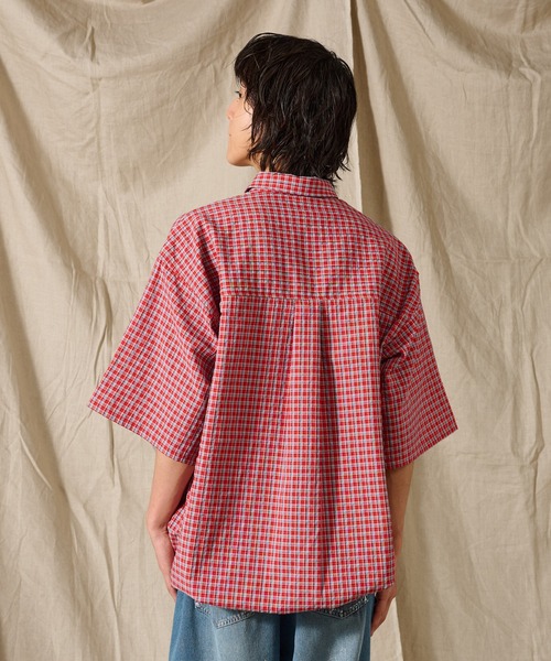 river aoyama 別注】ANSNAM シルクシアサッカーチェックシャツ