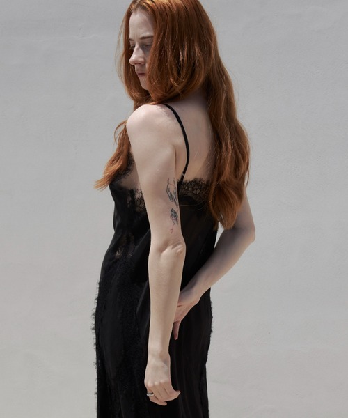 セール】LACE TRIMMED CAMISOLE DRESS/レーストリムド