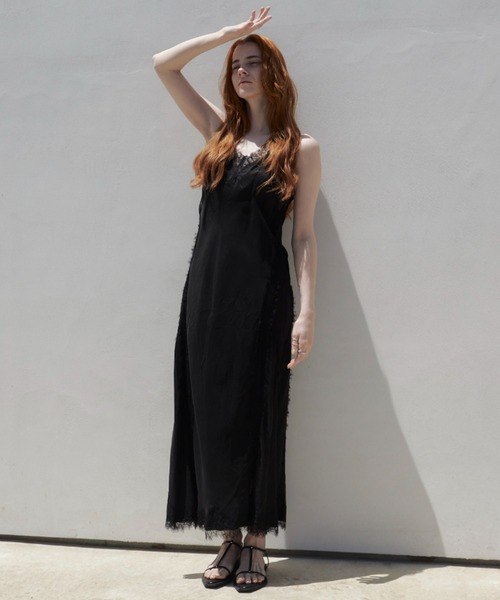 セール】LACE TRIMMED CAMISOLE DRESS/レーストリムド