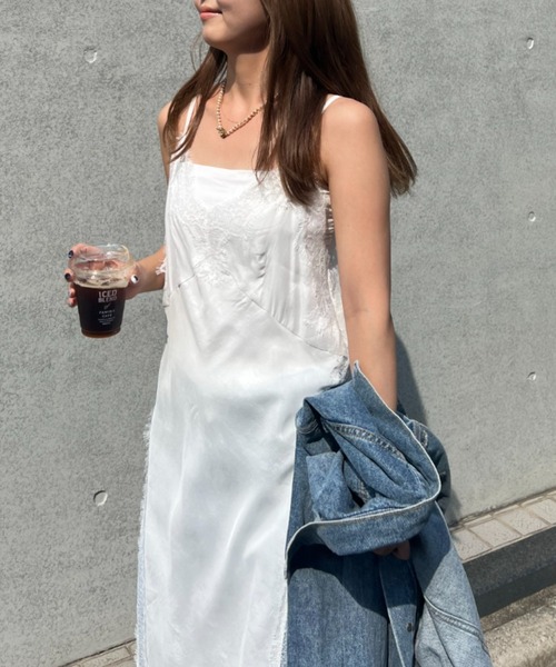 セール】LACE TRIMMED CAMISOLE DRESS/レーストリムド