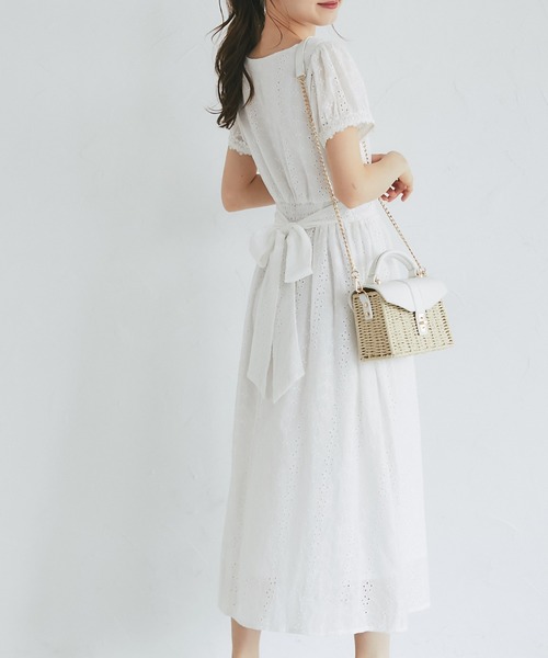 【新品未使用タグ付】りぼん付きコットンフラワー刺繍レースワンピース りぼん付きコットンフラワー刺繍レースワンピース（ワンピース