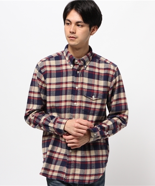 SHIPS（シップス）の「SA: 【アメリカ製】 フランネル/タータンチェック ボタンダウン シャツ（シャツ/ブラウス・メンズ・ダークブルー/ネイビー/レッド/カーキ・LARGE/MEDIUM/SMALL/X-LARGE/X-SMALL）」の2枚目の写真