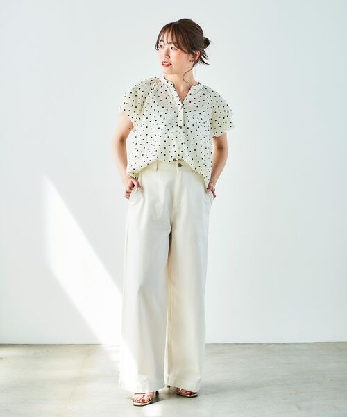 le.coeur blanc（ルクールブラン）の「シアースラブVネックブラウス（シャツ/ブラウス・レディース・ブラック/ホワイト系その他/ブラック系その他・38）」の12枚目の写真