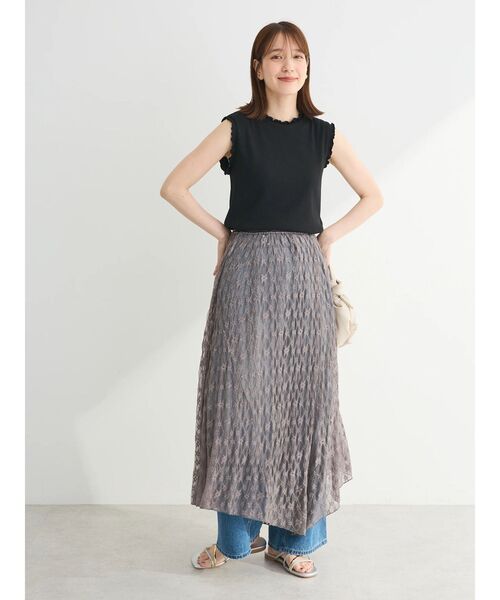 ELENCARE DUE（エレンカーレデュエ）の「・ELENCARE　DUE　レースアシンメトリースカート（スカート・レディース・アイボリー/ブラック/チャコールグレー・FREE）」の9枚目の写真