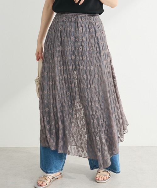 ELENCARE DUE（エレンカーレデュエ）の「・ELENCARE　DUE　レースアシンメトリースカート（スカート・レディース・アイボリー/ブラック/チャコールグレー・FREE）」の3枚目の写真