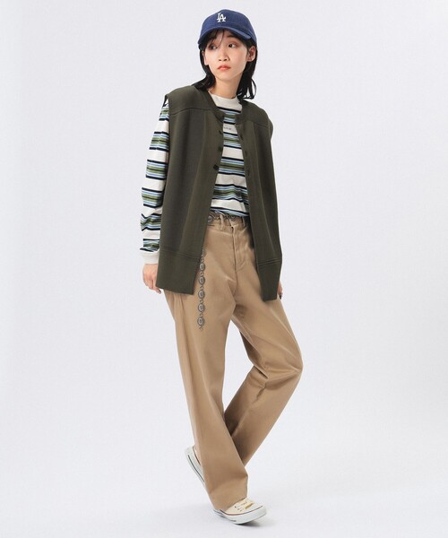 BEAMS BOY（ビームスボーイ）の「ミリタリー ロング ベスト（ベスト・レディース・ブラック/オリーブ・ONE SIZE）」の10枚目の写真