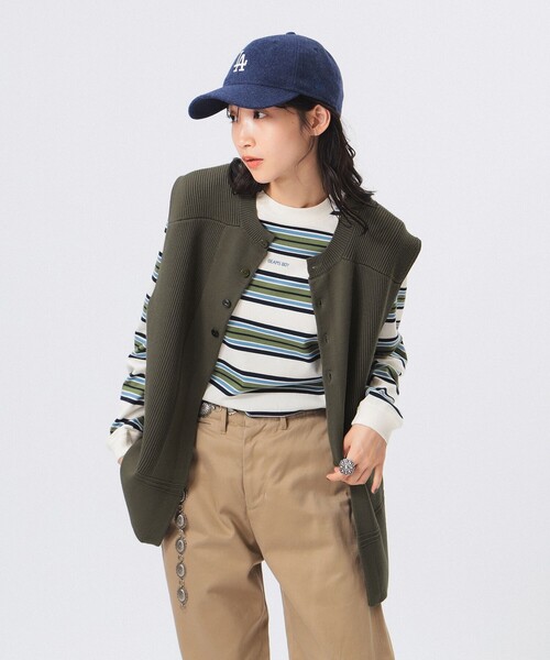 BEAMS BOY（ビームスボーイ）の「ミリタリー ロング ベスト（ベスト・レディース・ブラック/オリーブ・ONE SIZE）」の8枚目の写真