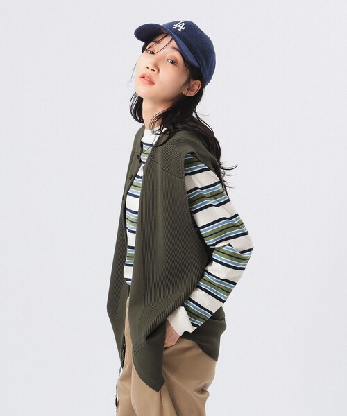 BEAMS BOY（ビームスボーイ）の「ミリタリー ロング ベスト（ベスト・レディース・ブラック/オリーブ・ONE SIZE）」の7枚目の写真