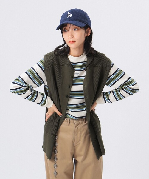 BEAMS BOY（ビームスボーイ）の「ミリタリー ロング ベスト（ベスト・レディース・ブラック/オリーブ・ONE SIZE）」の6枚目の写真