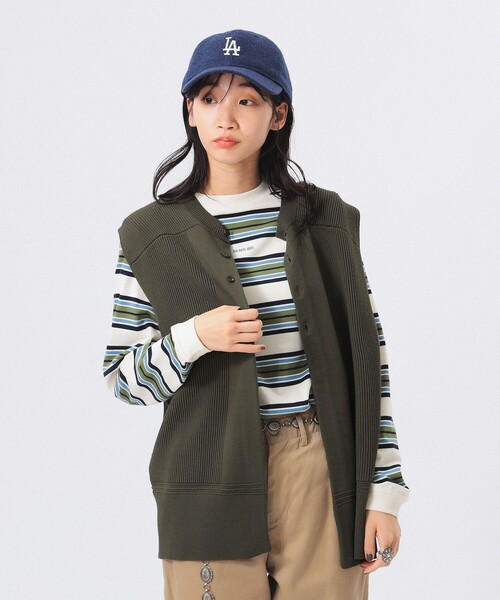 BEAMS BOY（ビームスボーイ）の「ミリタリー ロング ベスト（ベスト・レディース・ブラック/オリーブ・ONE SIZE）」の5枚目の写真