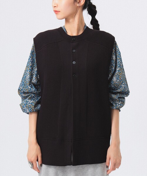 BEAMS BOY（ビームスボーイ）の「ミリタリー ロング ベスト（ベスト・レディース・ブラック/オリーブ・ONE SIZE）」の4枚目の写真