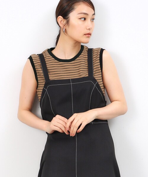 OPAQUE.CLIP(オペークドットクリップ)の「◆《Oggi掲載》リブノースリーブカットソー【洗濯機洗い可】(Tシャツ/カットソー・レディース・ブラウン系3/ブラウン系その他/ブラック/ホワイト・40/38)」の4枚目の写真