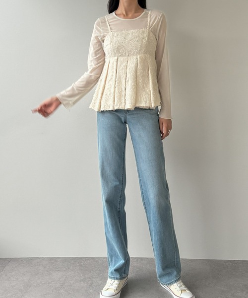 JUNOAH（ジュノア）の「バックリボンフラワージャガードビスチェ[高身長サイズMT有り]（キャミソール・レディース・ブラック/アイボリー/グレー・MT/X-LARGE/LARGE/MEDIUM）」の19枚目の写真