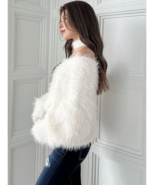 GYDA(ジェイダ)の「2WAYシャギーチョーカーニットトップス(ニット/セーター・レディース・アイボリー/ベージュ/ピンク/チャコールグレー・FREE)」の8枚目の写真