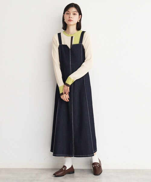 THE SHOP TK （ザ ショップ ティーケー ）の「◆デニムステッチジャンスカ/親子リンク（ワンピース・レディース・ブルー系その他/ブラック・11/12/13）」の2枚目の写真