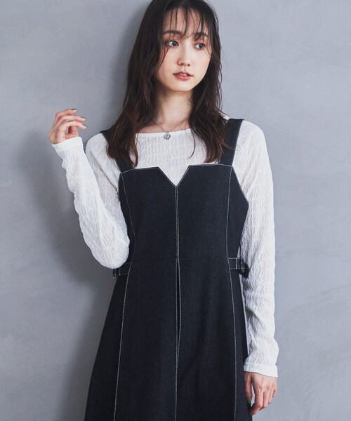 THE SHOP TK （ザ ショップ ティーケー ）の「◆デニムステッチジャンスカ/親子リンク（ワンピース・レディース・ブルー系その他/ブラック・11/12/13）」の11枚目の写真