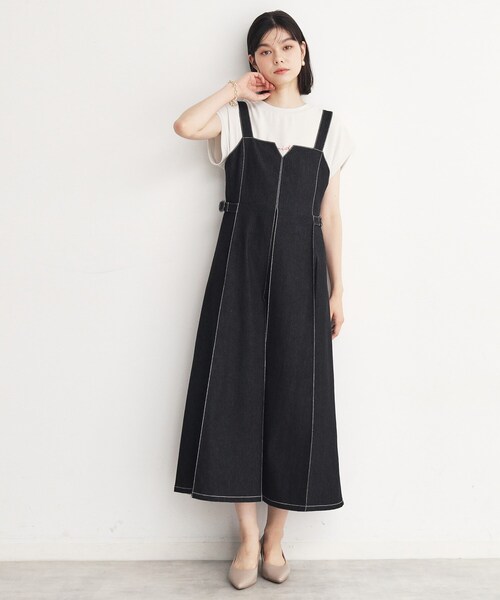 THE SHOP TK （ザ ショップ ティーケー ）の「◆デニムステッチジャンスカ/親子リンク（ワンピース・レディース・ブルー系その他/ブラック・11/12/13）」の3枚目の写真