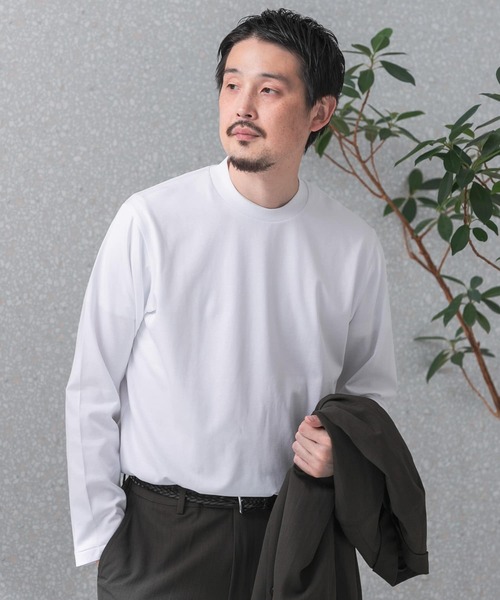 URBAN RESEARCH DOORS（アーバンリサーチドアーズ）の「『抗菌/防臭』LIFE STYLE TAILOR　シルケットポンチストレッチ長袖Tシャツ（シャツ/ブラウス・メンズ・ブルー系その他/ホワイト/チャコールグレー・MEDIUM/LARGE）」の4枚目の写真