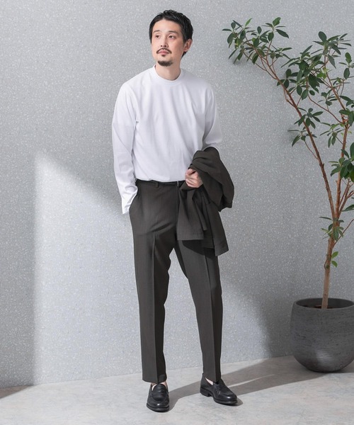 URBAN RESEARCH DOORS（アーバンリサーチドアーズ）の「『抗菌/防臭』LIFE STYLE TAILOR　シルケットポンチストレッチ長袖Tシャツ（シャツ/ブラウス・メンズ・ブルー系その他/ホワイト/チャコールグレー・MEDIUM/LARGE）」の9枚目の写真