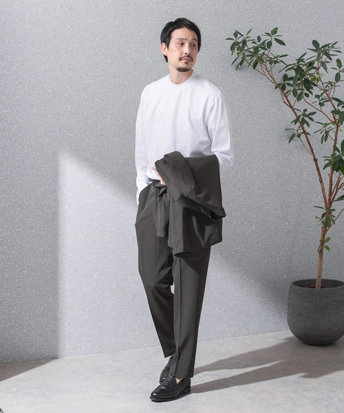URBAN RESEARCH DOORS（アーバンリサーチドアーズ）の「『抗菌/防臭』LIFE STYLE TAILOR　シルケットポンチストレッチ長袖Tシャツ（シャツ/ブラウス・メンズ・ブルー系その他/ホワイト/チャコールグレー・MEDIUM/LARGE）」の10枚目の写真
