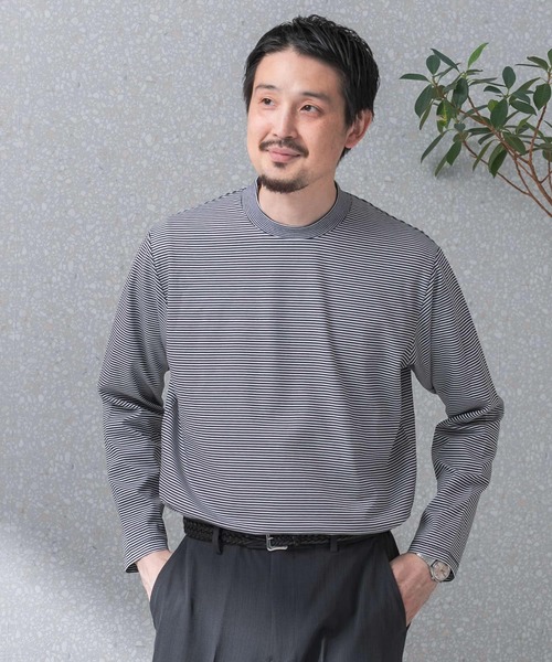 URBAN RESEARCH DOORS（アーバンリサーチドアーズ）の「『抗菌/防臭』LIFE STYLE TAILOR　シルケットポンチストレッチ長袖Tシャツ（シャツ/ブラウス・メンズ・ブルー系その他/ホワイト/チャコールグレー・MEDIUM/LARGE）」の12枚目の写真