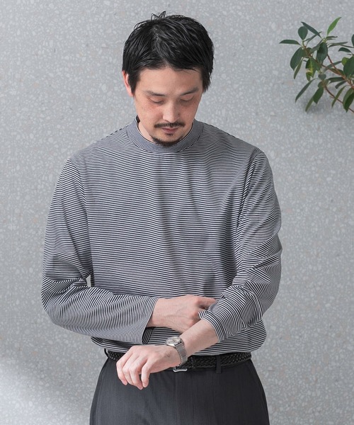 URBAN RESEARCH DOORS（アーバンリサーチドアーズ）の「『抗菌/防臭』LIFE STYLE TAILOR　シルケットポンチストレッチ長袖Tシャツ（シャツ/ブラウス・メンズ・ブルー系その他/ホワイト/チャコールグレー・MEDIUM/LARGE）」の13枚目の写真