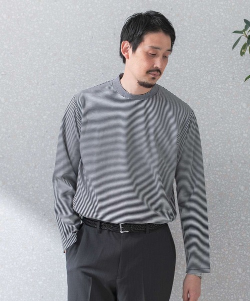 URBAN RESEARCH DOORS（アーバンリサーチドアーズ）の「『抗菌/防臭』LIFE STYLE TAILOR　シルケットポンチストレッチ長袖Tシャツ（シャツ/ブラウス・メンズ・ブルー系その他/ホワイト/チャコールグレー・MEDIUM/LARGE）」の14枚目の写真