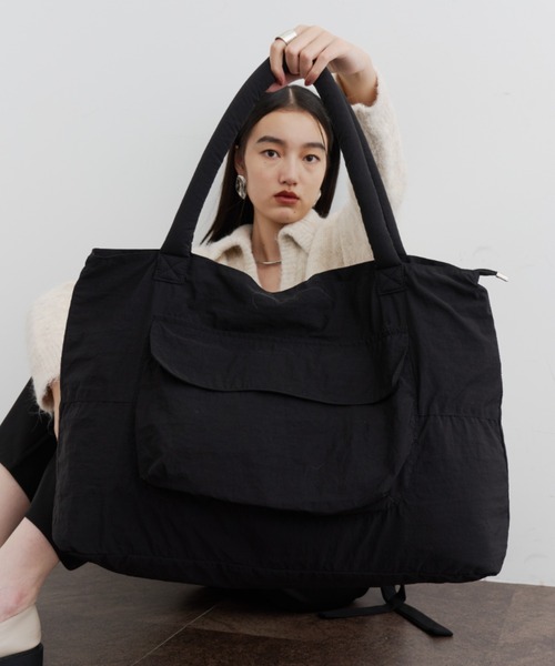 ブラックナイロン トートバッグ 大容量 ロングセラー】大容量軽量ナイロントート/トラベルバッグ