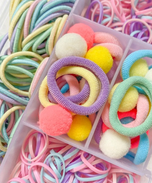 321 グログラン　ハンドメイド　ヘアゴム　キッズ　3個　キャロット SOROTTO（ソロット）の「シンプル可愛い3種のキッズミニヘアゴムセット
