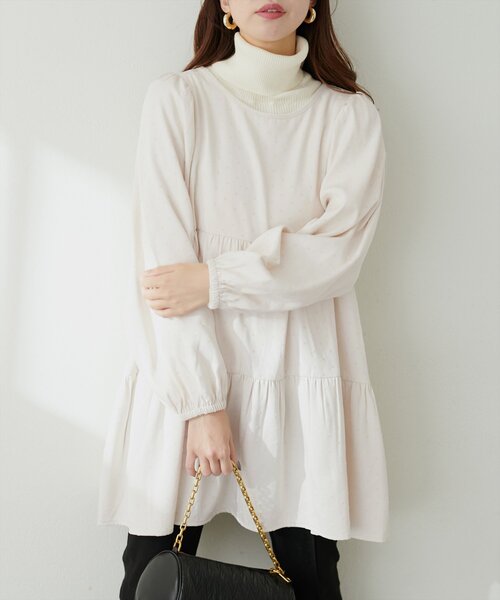 natural couture（ナチュラルクチュール）の「【WEB限定】フロッキードットティアードチュニック（シャツ/ブラウス・レディース・モカ/グレー/ライトベージュ/ブラック・FREE）」の20枚目の写真