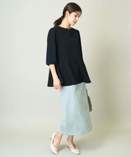 a.v.v(アーヴェヴェ)の「シフォンスリーブペプラムトップス(Tシャツ/カットソー・レディース・ベージュ/ブラック・34/36/38/42/40)」の21枚目の写真