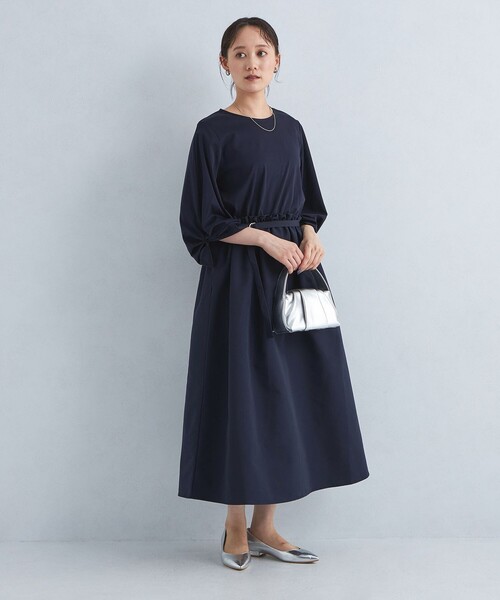 新品 グリーンレーベルリラクシング 袖タック ドッキング ワンピース green label relaxing（グリーンレーベルリラクシング）の「袖タック