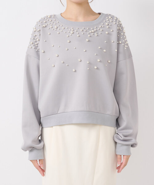 La boutique BonBon(ラブティックボンボン)の「パール付ダンボールプルオーバー(スウェット・レディース・ライトグレー/オフホワイト・FREE)」の20枚目の写真