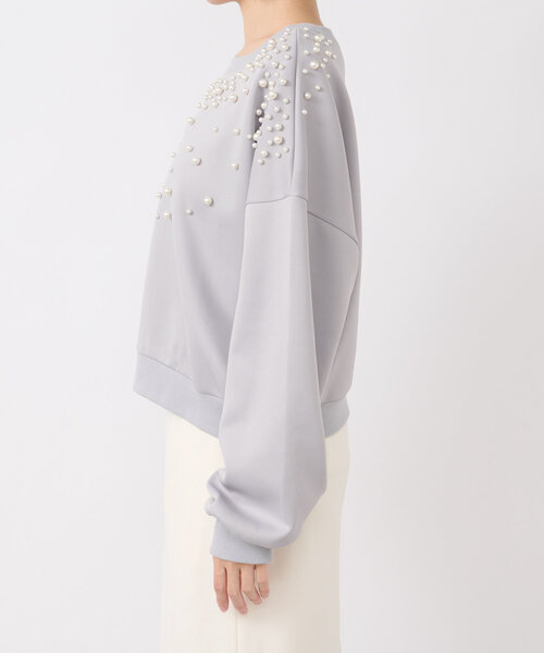 La boutique BonBon(ラブティックボンボン)の「パール付ダンボールプルオーバー(スウェット・レディース・ライトグレー/オフホワイト・FREE)」の21枚目の写真