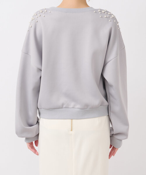 La boutique BonBon(ラブティックボンボン)の「パール付ダンボールプルオーバー(スウェット・レディース・ライトグレー/オフホワイト・FREE)」の22枚目の写真