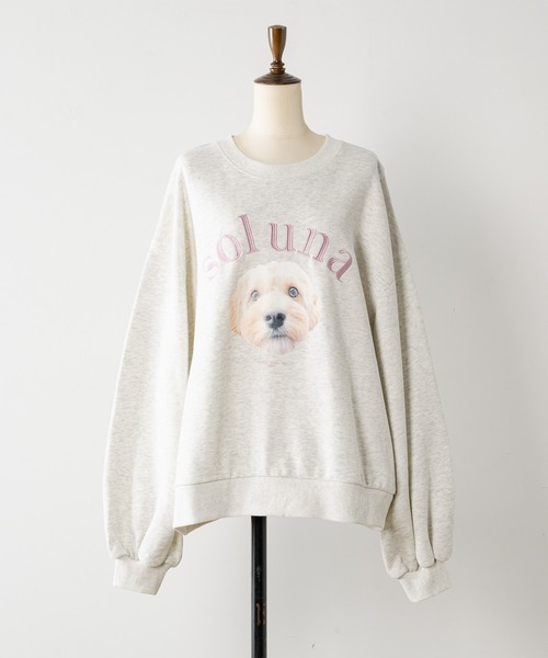 INTER FACTORY（インターファクトリー）の「soluna - アニマルプリントスウェット - made in INTER FACTORY（スウェット・レディース・アイボリー/ライトブルー・FREE）」の6枚目の写真