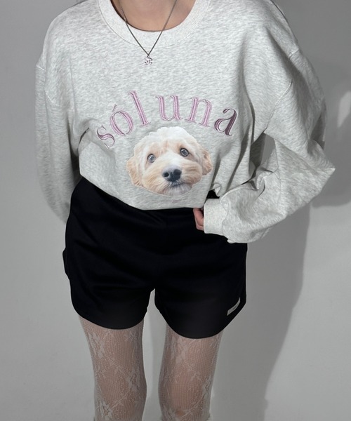 INTER FACTORY（インターファクトリー）の「soluna - アニマルプリントスウェット - made in INTER FACTORY（スウェット・レディース・アイボリー/ライトブルー・FREE）」の18枚目の写真