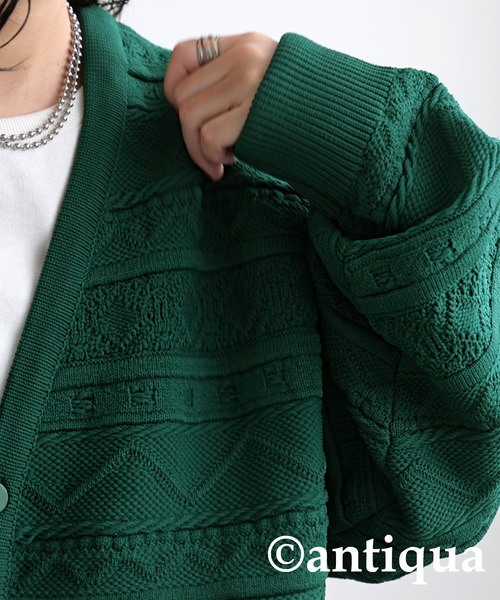 antiqua（アンティカ）の「3Dジャガードニットカーディガン（ニット/セーター・レディース・ブルー/ブラック/ベージュ/グリーン/レッド・ONESIZE）」の21枚目の写真