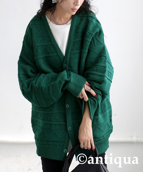 antiqua（アンティカ）の「3Dジャガードニットカーディガン（ニット/セーター・レディース・ブルー/ブラック/ベージュ/グリーン/レッド・ONESIZE）」の19枚目の写真