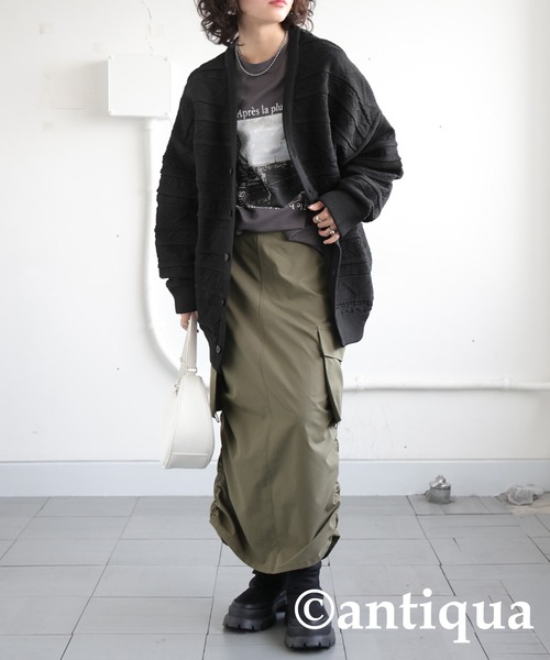 antiqua（アンティカ）の「3Dジャガードニットカーディガン（ニット/セーター・レディース・ブルー/ブラック/ベージュ/グリーン/レッド・ONESIZE）」の10枚目の写真