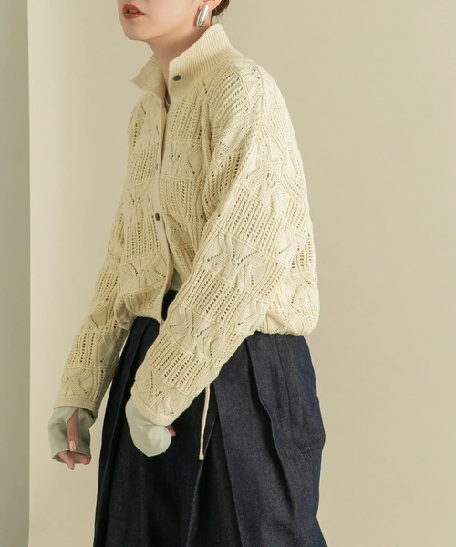 KBF(ケイビーエフ)の「透かし編みニットカーディガン(カーディガン/ボレロ・レディース・アイボリー/パープル/ブラック・ONE)」の5枚目の写真