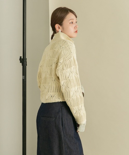 KBF(ケイビーエフ)の「透かし編みニットカーディガン(カーディガン/ボレロ・レディース・アイボリー/パープル/ブラック・ONE)」の9枚目の写真