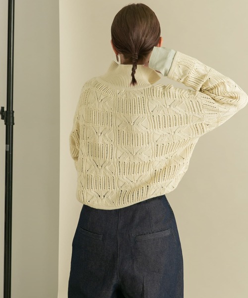 KBF(ケイビーエフ)の「透かし編みニットカーディガン(カーディガン/ボレロ・レディース・アイボリー/パープル/ブラック・ONE)」の10枚目の写真