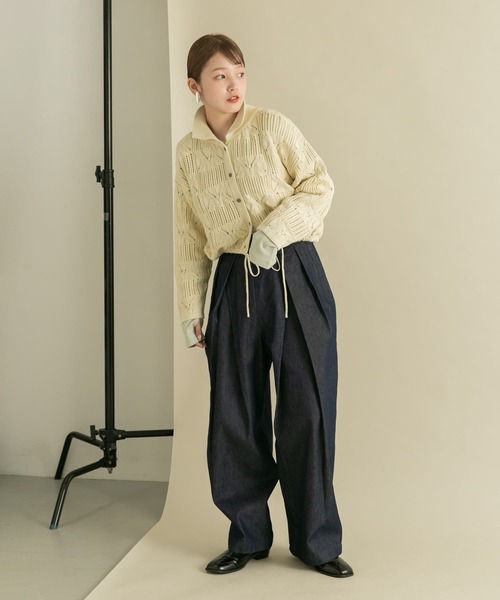 KBF(ケイビーエフ)の「透かし編みニットカーディガン(カーディガン/ボレロ・レディース・アイボリー/パープル/ブラック・ONE)」の11枚目の写真