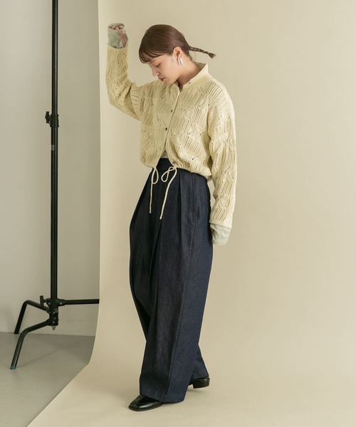 KBF(ケイビーエフ)の「透かし編みニットカーディガン(カーディガン/ボレロ・レディース・アイボリー/パープル/ブラック・ONE)」の12枚目の写真